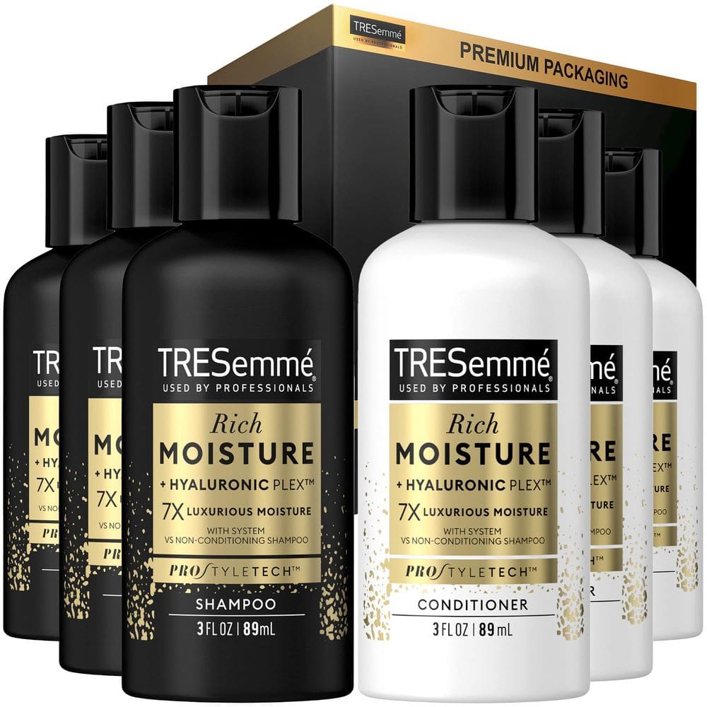 Shampoo e condicionador TRESemmé Moisture Rich Travel Size x3