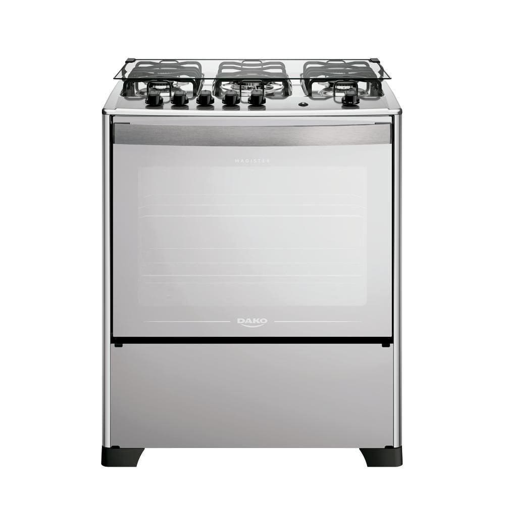 Fogão 5 Bocas Dako Magister Style Espelhado Com Mesa Inox Preto Bivolt