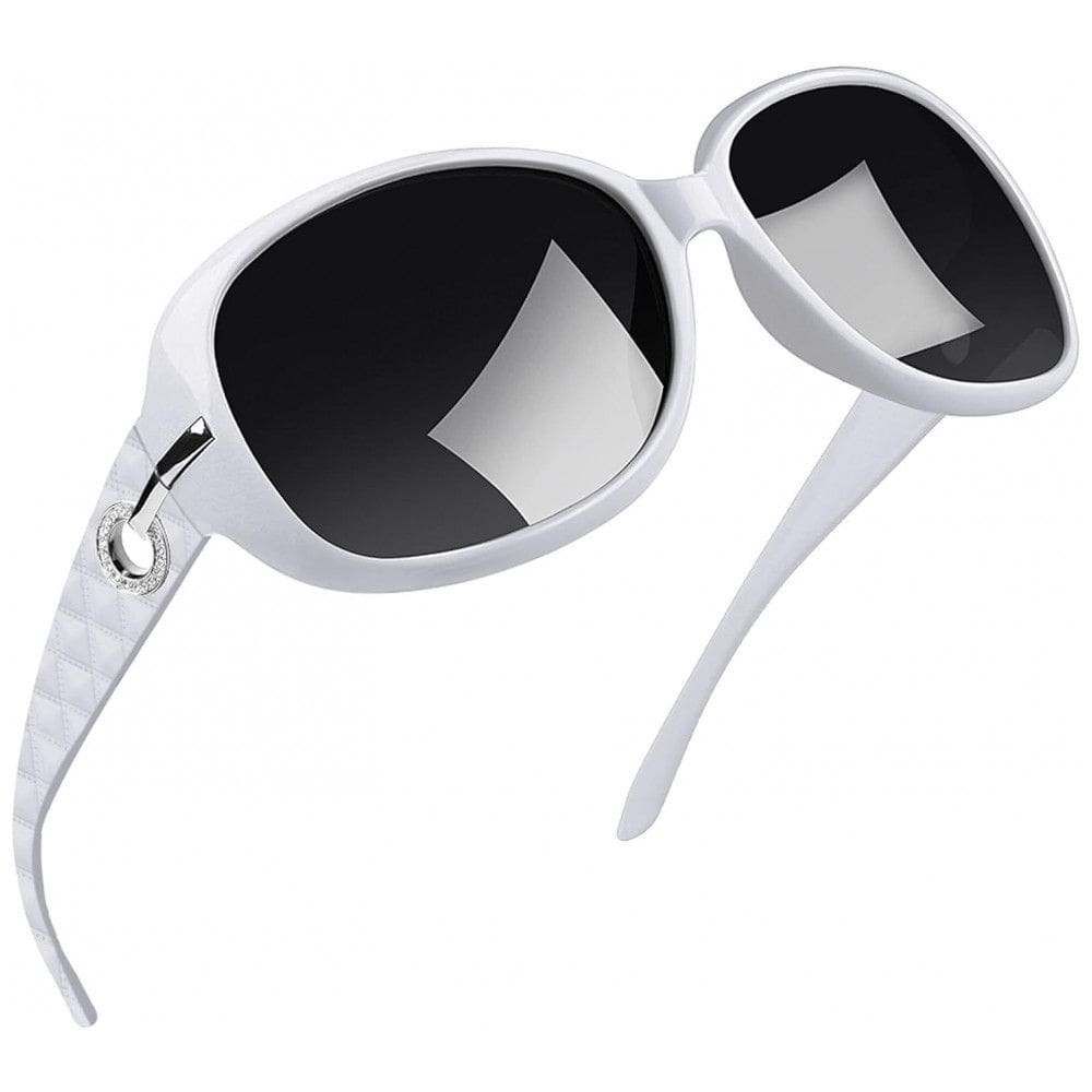 Óculos de Sol Feminino com Proteção UV, Joopin A11, Branco e Preto