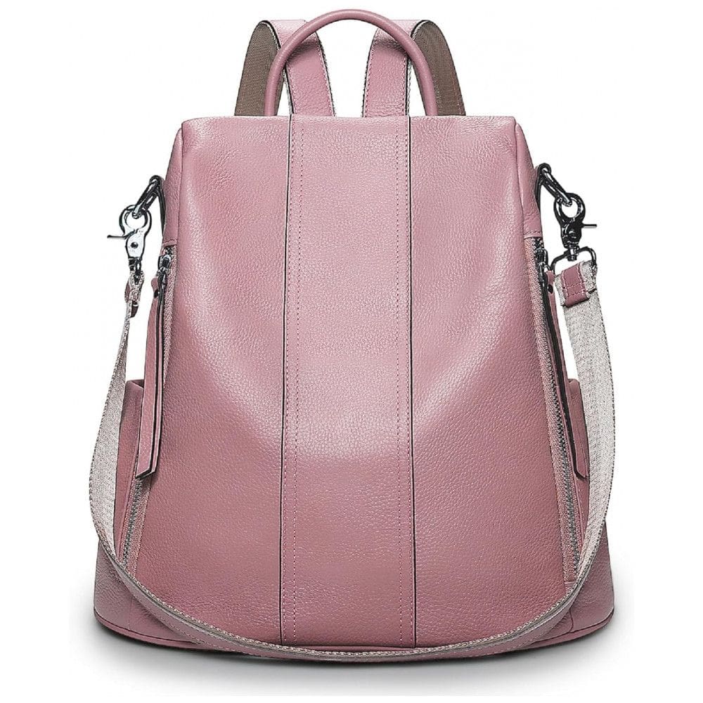 Mochila Feminina de Couro Conversível para Bolsa de Ombro, S ZONE, Rosa