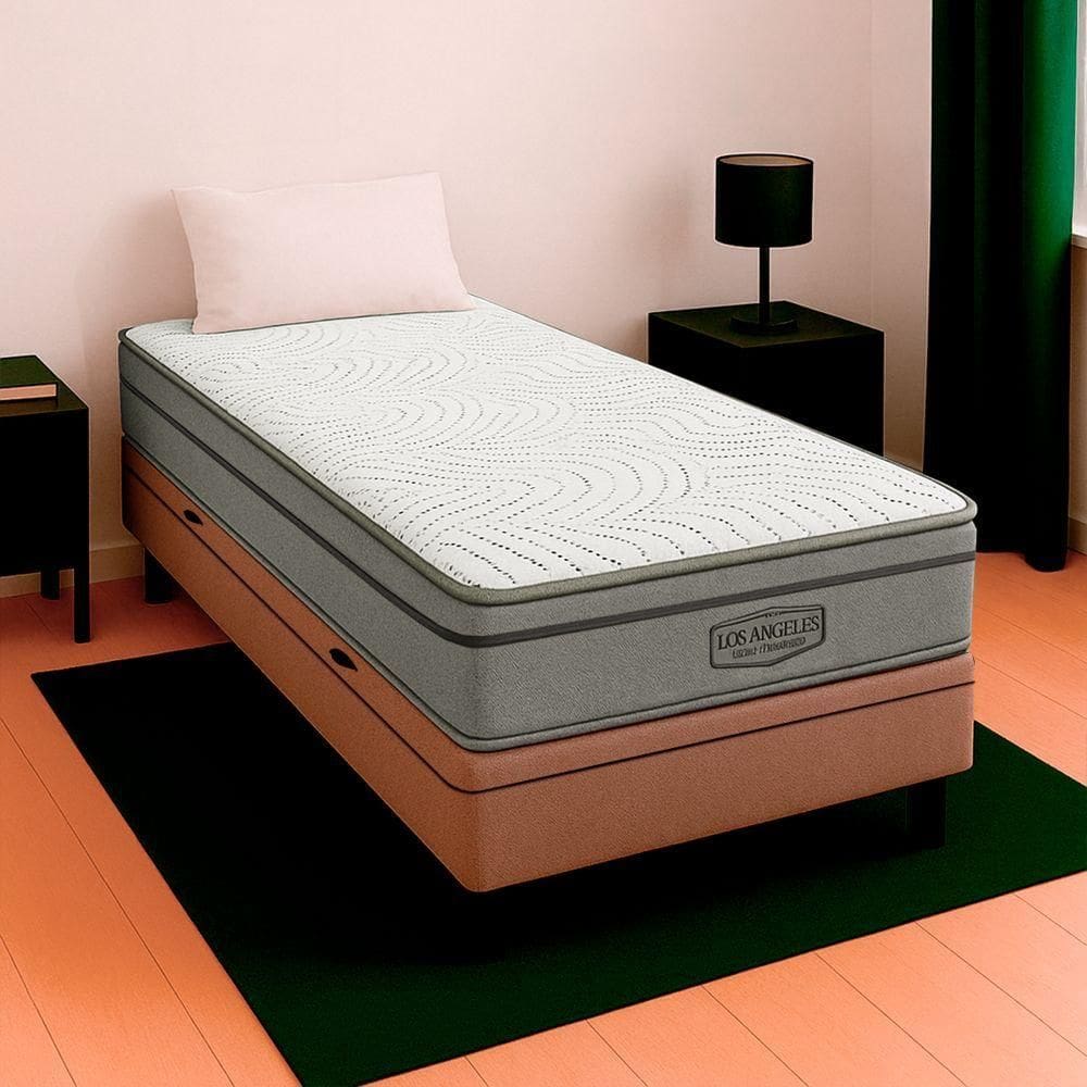 Cama Box Baú Solteiro E Colchão Los Angeles Molas V-store Bege
