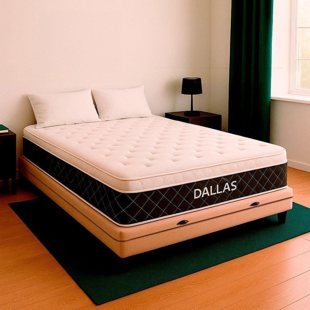 Cama Box Viúvo Bege E Colchão Dallas Molas Vstore 128x188x20