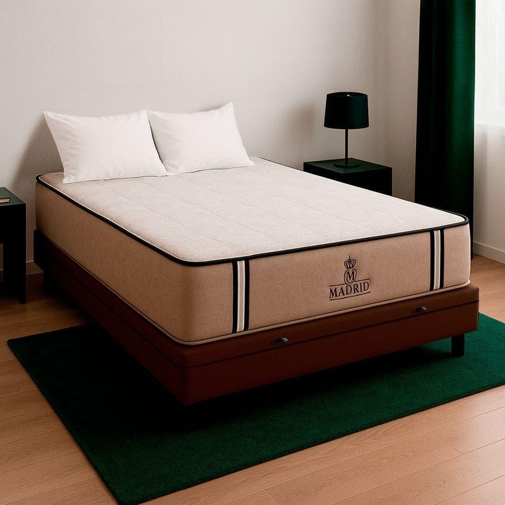 Cama Box Baú Casal E Colchão Madrid Molas V-store Cor:marrom