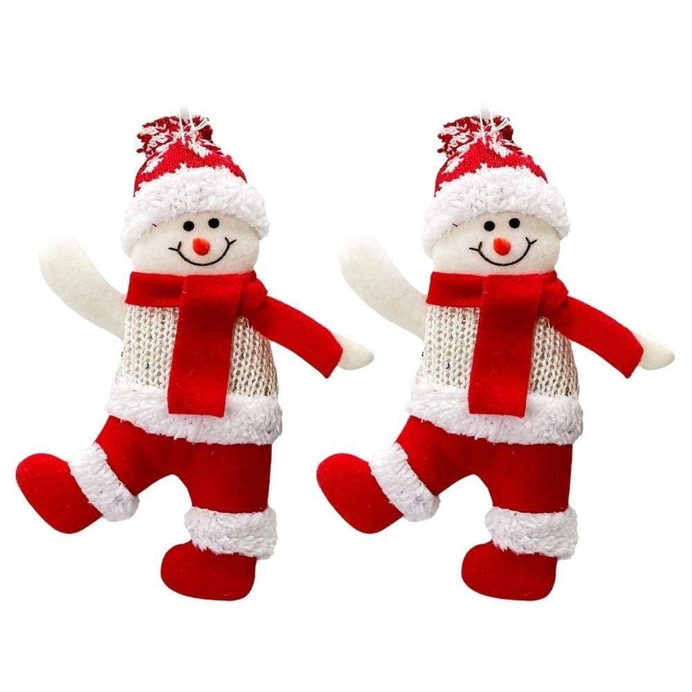 Kit 2 Bonecos De Neve Pelúcia Candy Pendente 23cm Tricô - Magizi