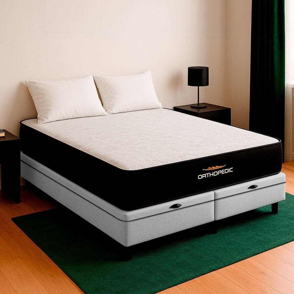 Cama Box Baú Queen Branco E Colchão Orthopedic D33 Vstore