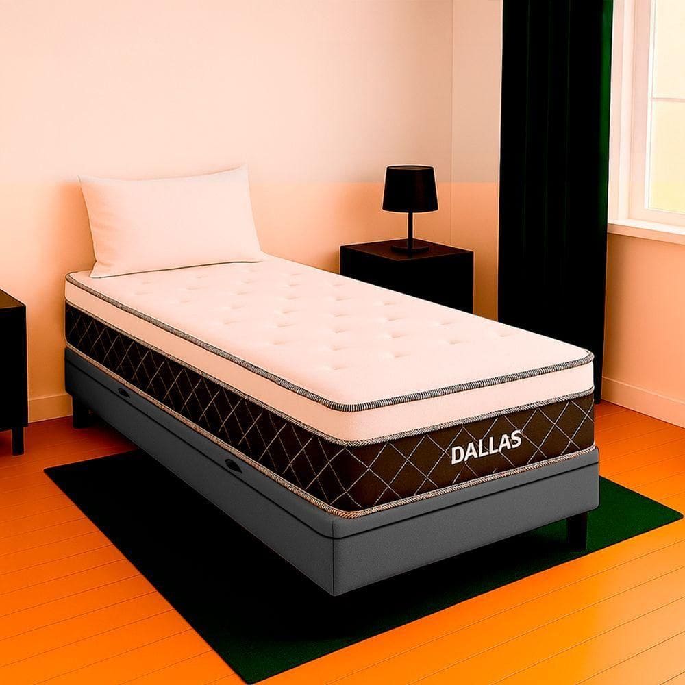 Cama Box Baú Solteirão E Colchão Dallas Molas V-store Cinza