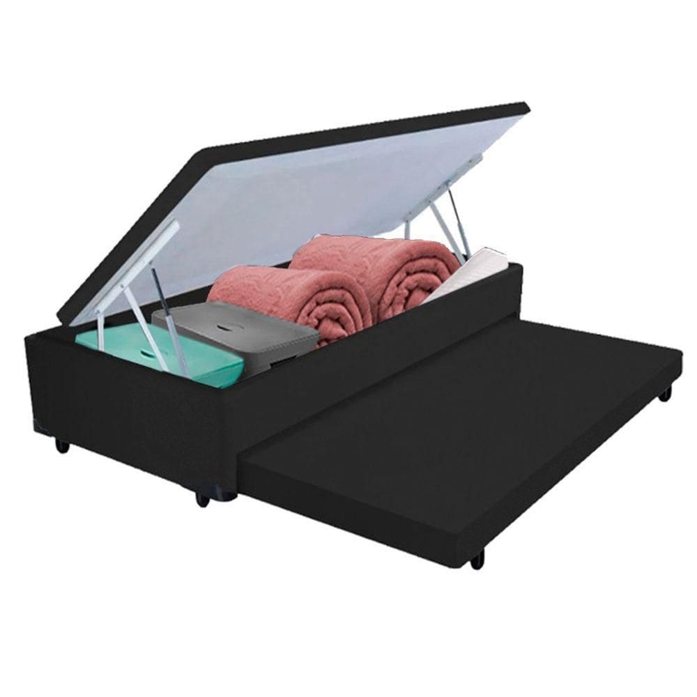 Bicama Box Com Baú Solteiro Preto 88x188x44 V-store