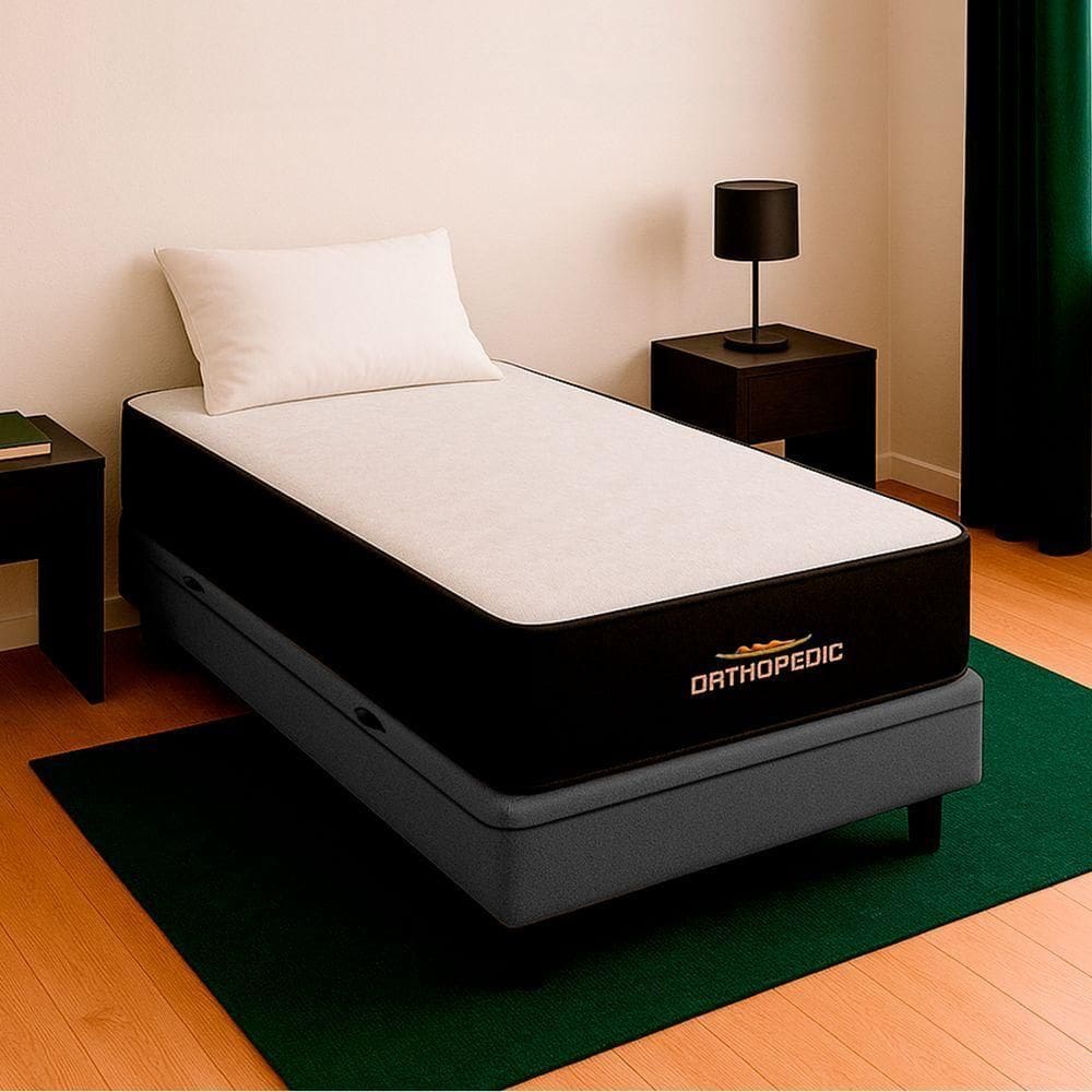 Cama Box Solteirão Cinza E Colchão Orthopedic D33 Vstore