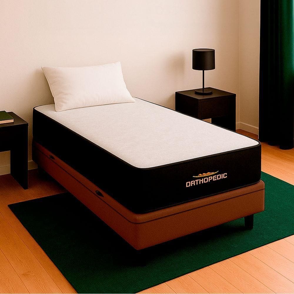Cama Box Solteirão Marrom E Colchão Orthopedic D33 Vstore