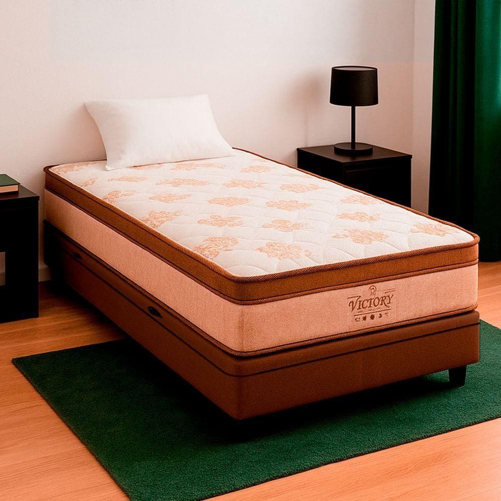 Cama Box Solteirão Marrom E Colchão Victory Molas Vstore