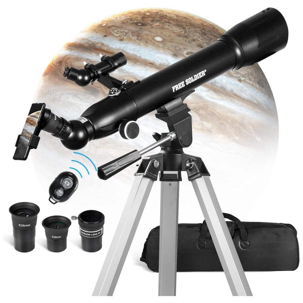 Telescópio Astronômico 233x com Oculares Avançadas, FREE SOLDIER, Preto