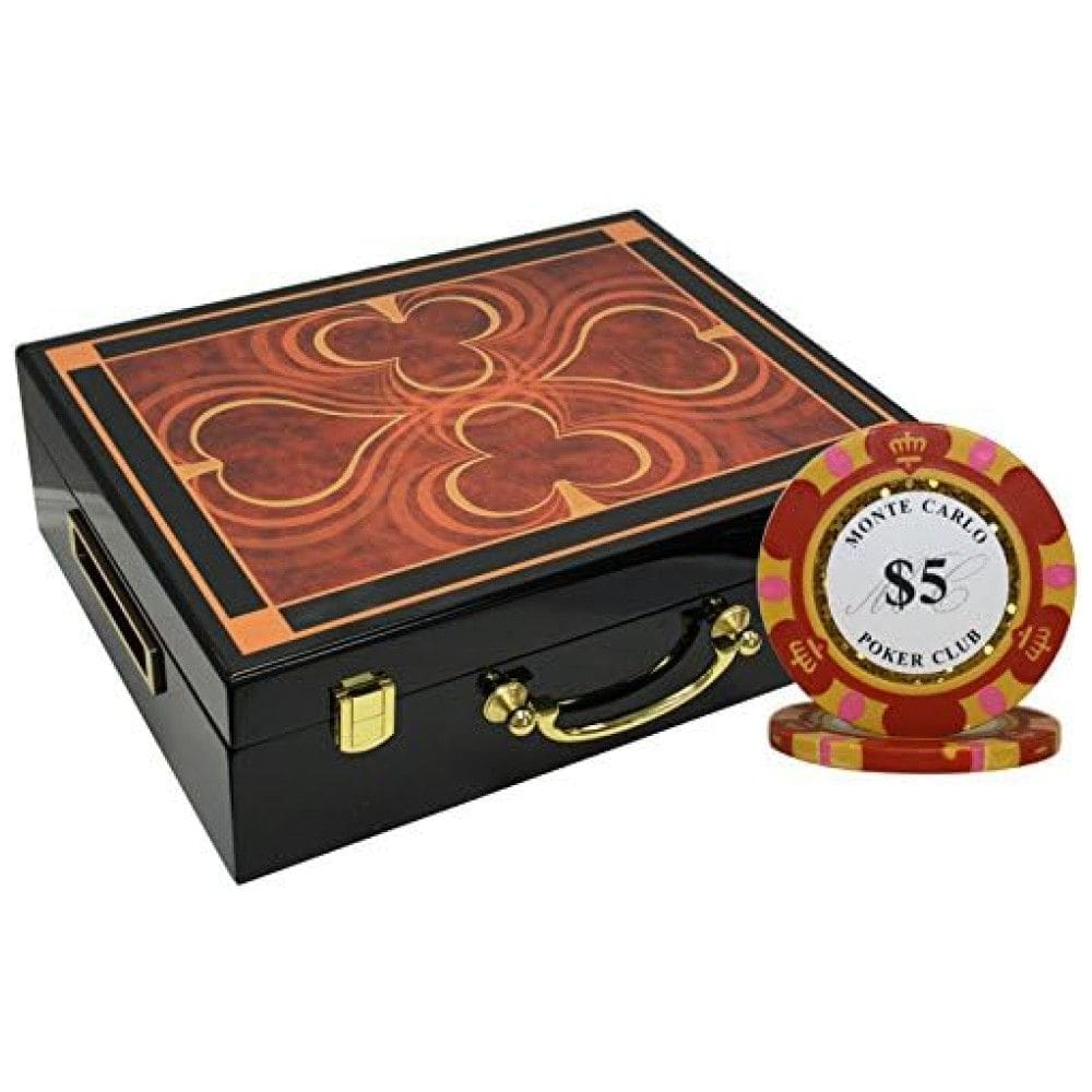 Maleta de Poker em Madeira com 500 Fichas Numeradas Monte Carlo, Mrc Poker, Preta
