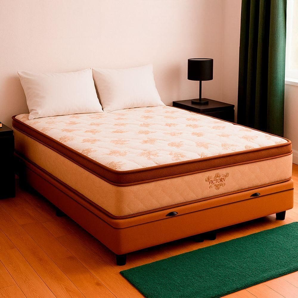 Cama Box Viúvo E Colchão Four Season Molas V-store Bege