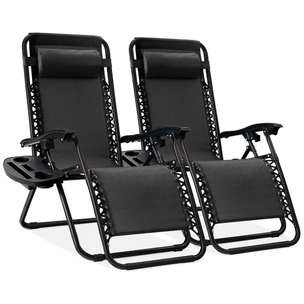 Conjunto de 2 Cadeiras Reclináveis de Aço com Tecido de Malha Ajustável e Sistema de Gravidade Zero,Best Choice Products