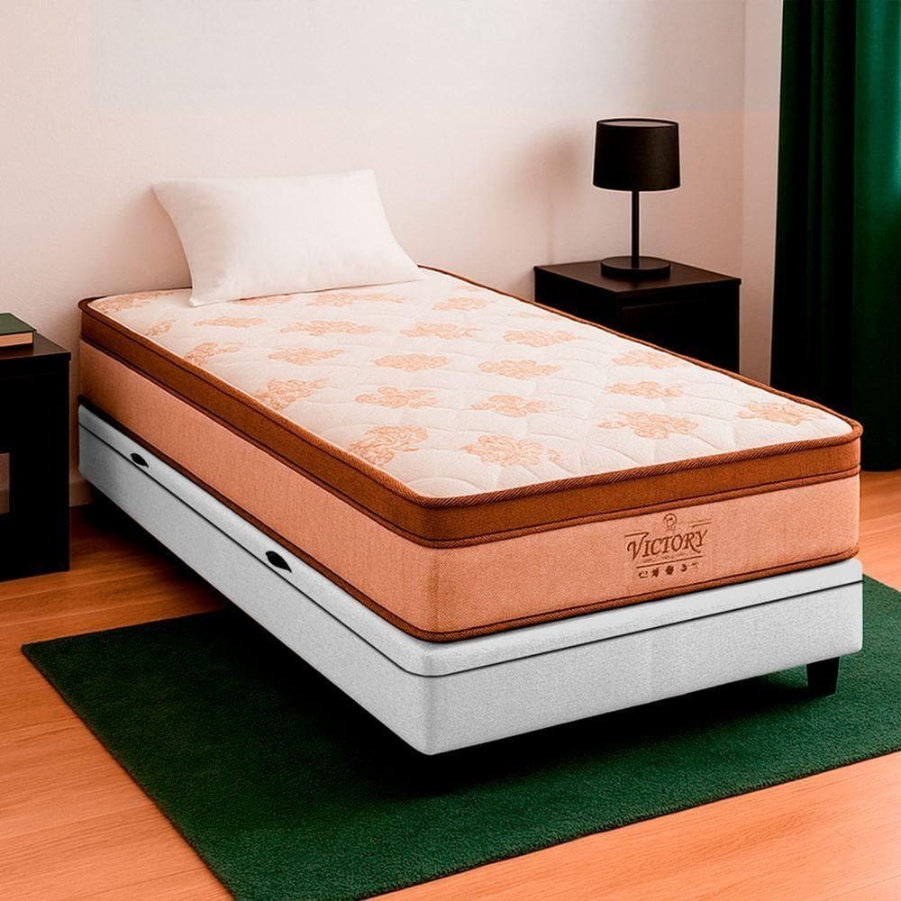 Cama Box Solteiro Branco E Colchão Victory Molas Vstore