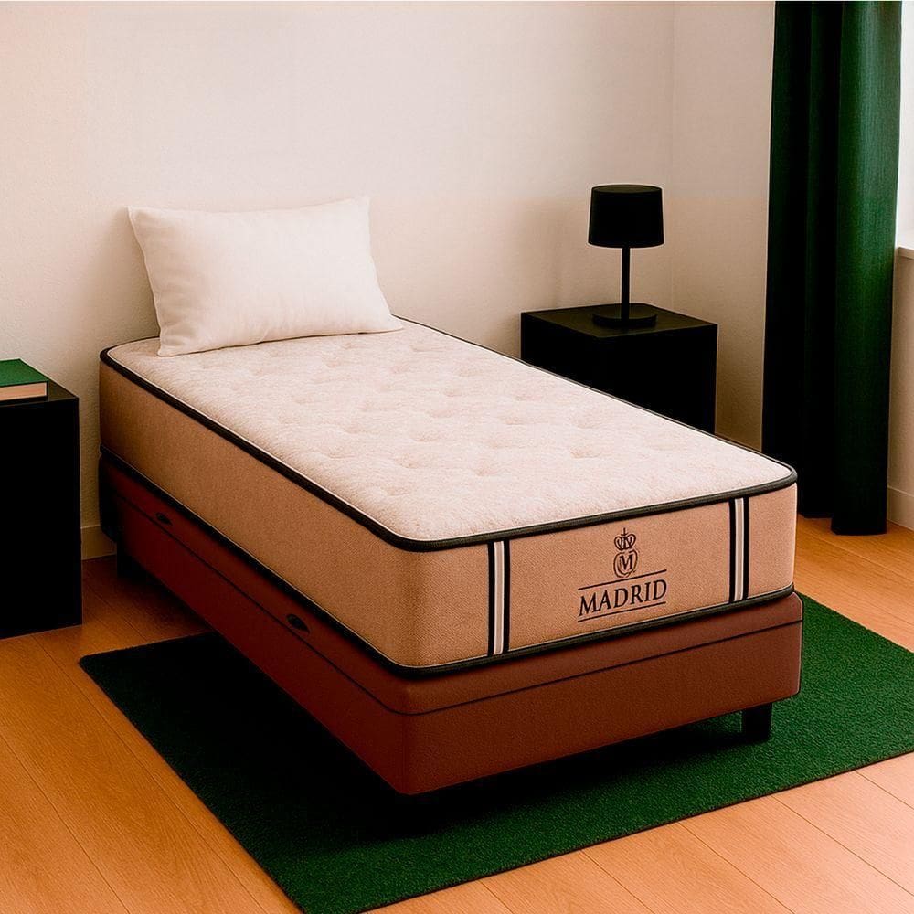 Cama Box Solteirão Marrom E Colchão Madrid Molas Vstore