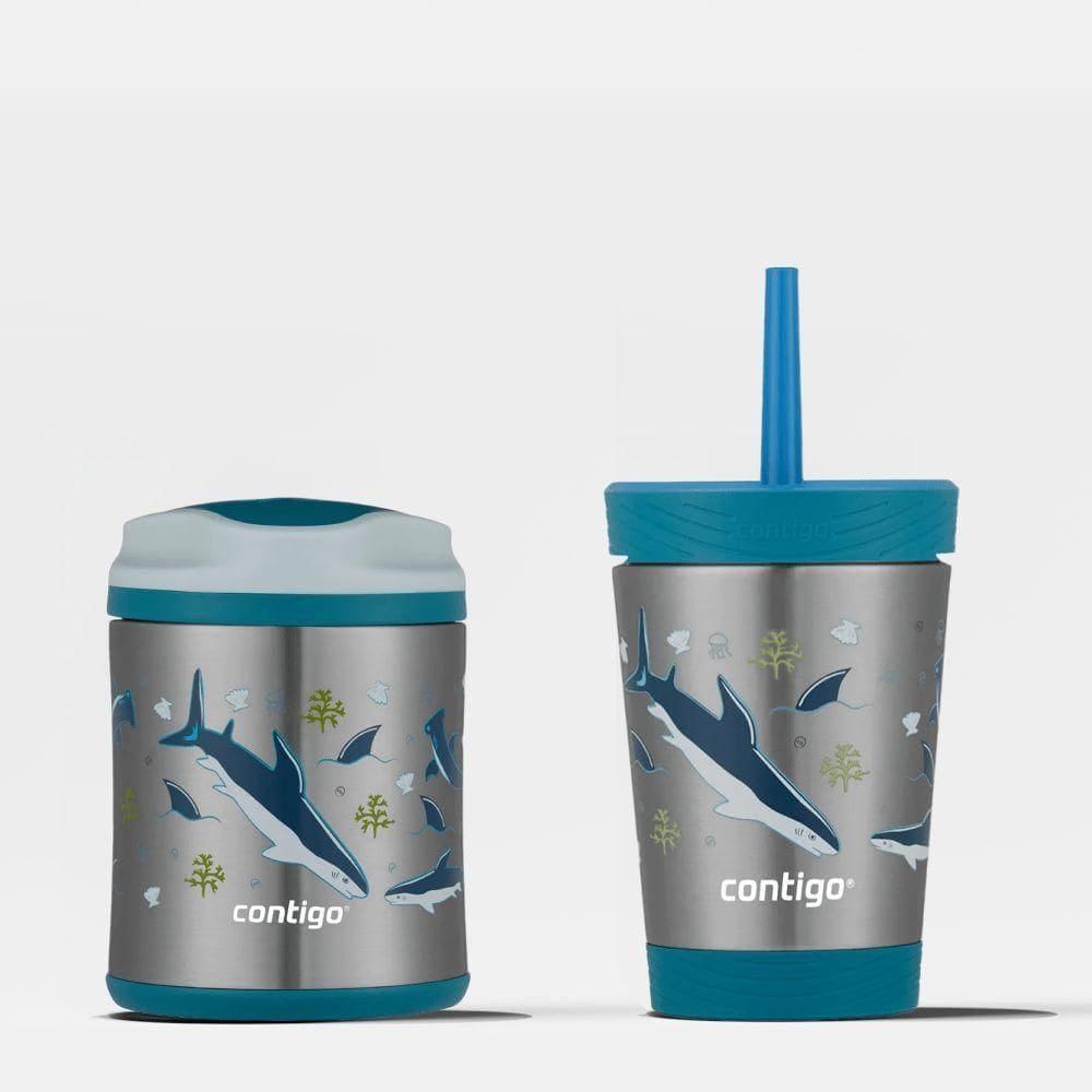 Kit Tubarão: Copo Térmico Kids 341ml + Pote Térmico Kids 284ml | Contigo
