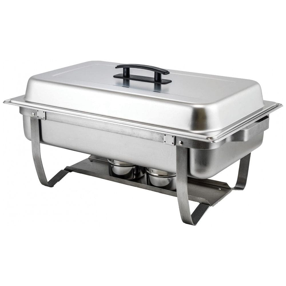 Rechaud Retangular 8 L em Aço Inoxidável com 2 Queimadores, Winware C 4080, Prata