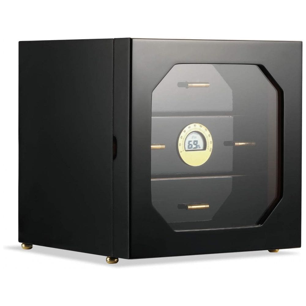 Umidor para Charutos 100 Unidades com Prateleiras e Higrômetro, Woodronic, Preto