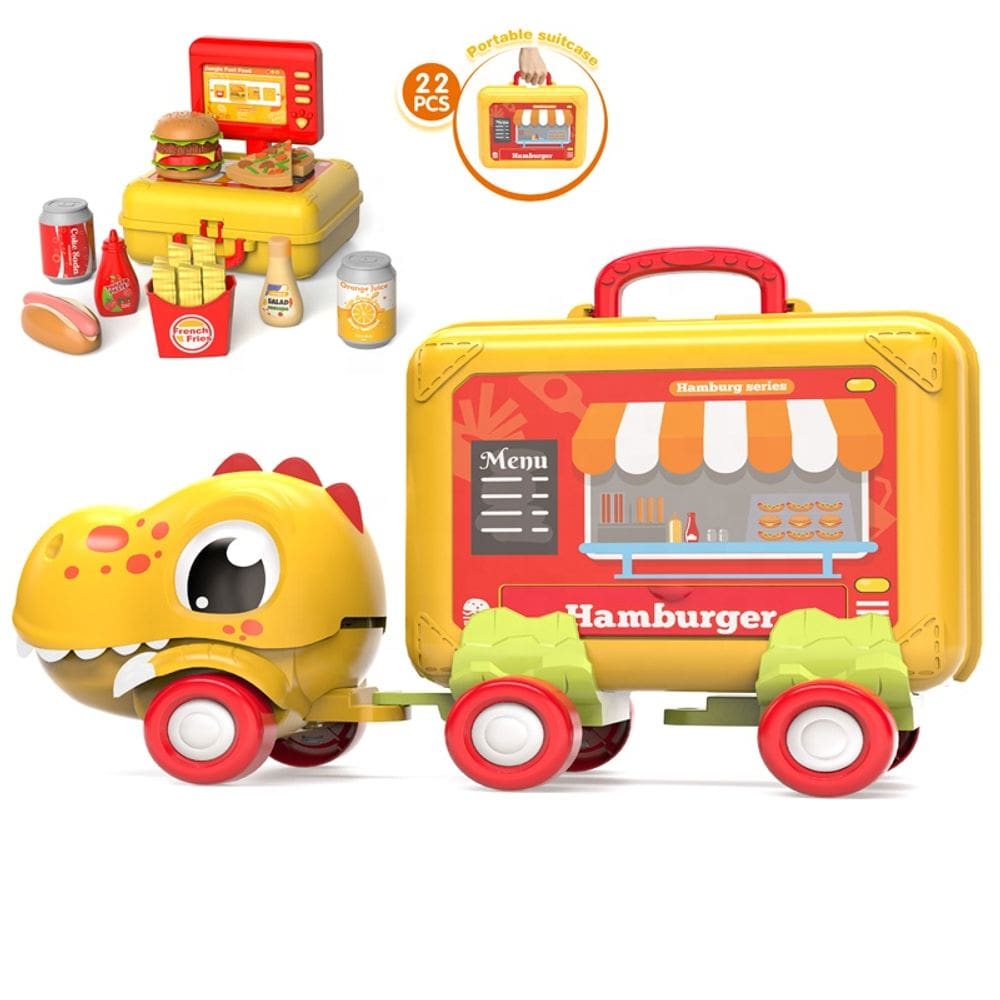 Caminhão Dinossauro Fast Food 3 em 1 Infantil – Brinquedo Educativo com Acessórios