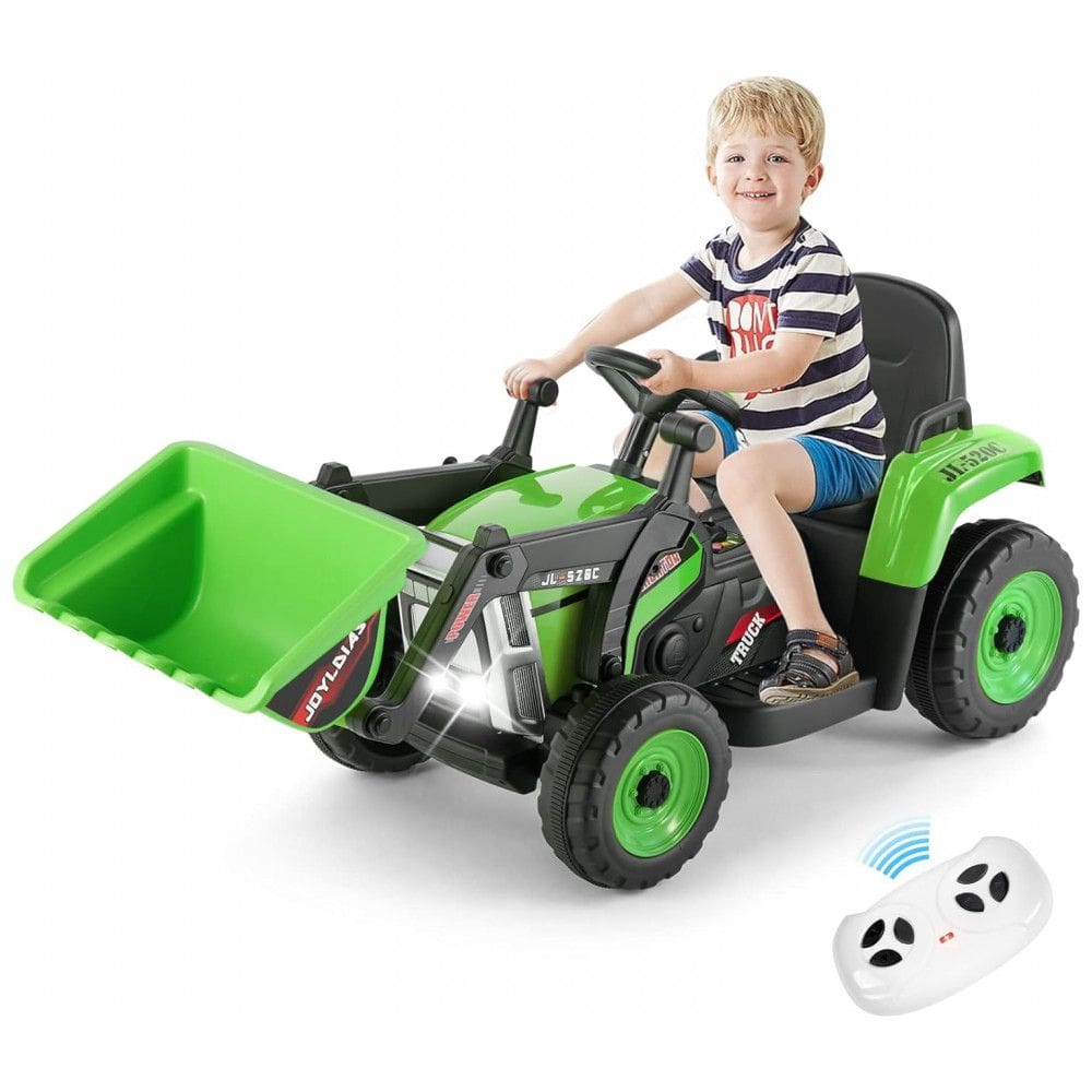 Escavadeira Elétrica Infantil a Bateria 12V com Controle Remoto 2.4 GHz, 3 Velocidades, Música e Luz LED, JOYLDIAS, Verde