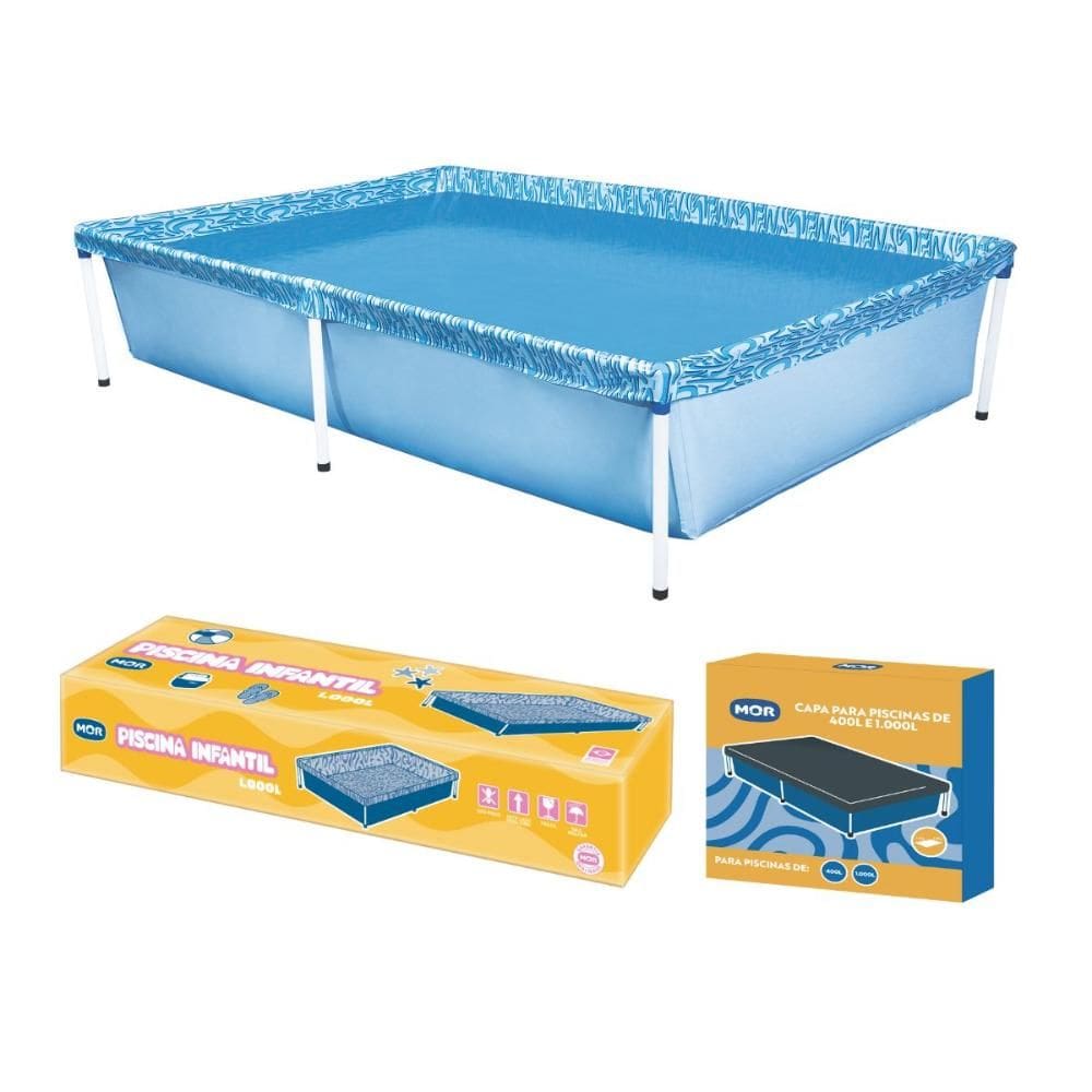 Piscina Infantil Retangular 1000 Litros Com Capa Mor