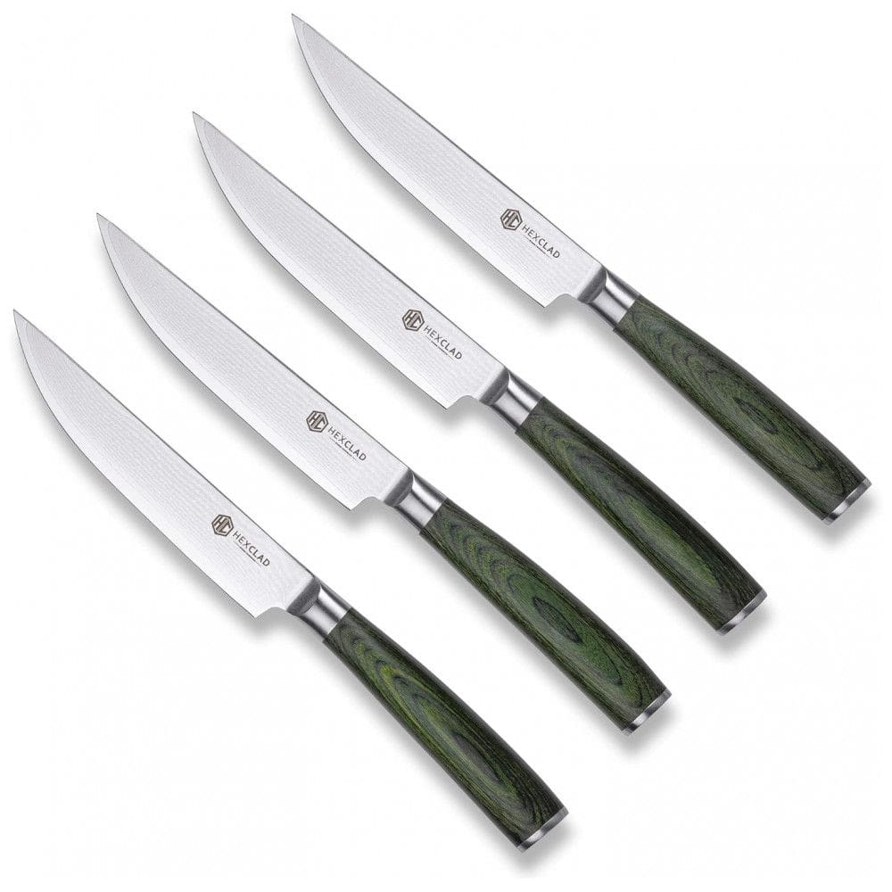 Conjunto de Facas para Carne, 4 Peças, Lâmina em Aço Inoxidável, HexClad, Verde