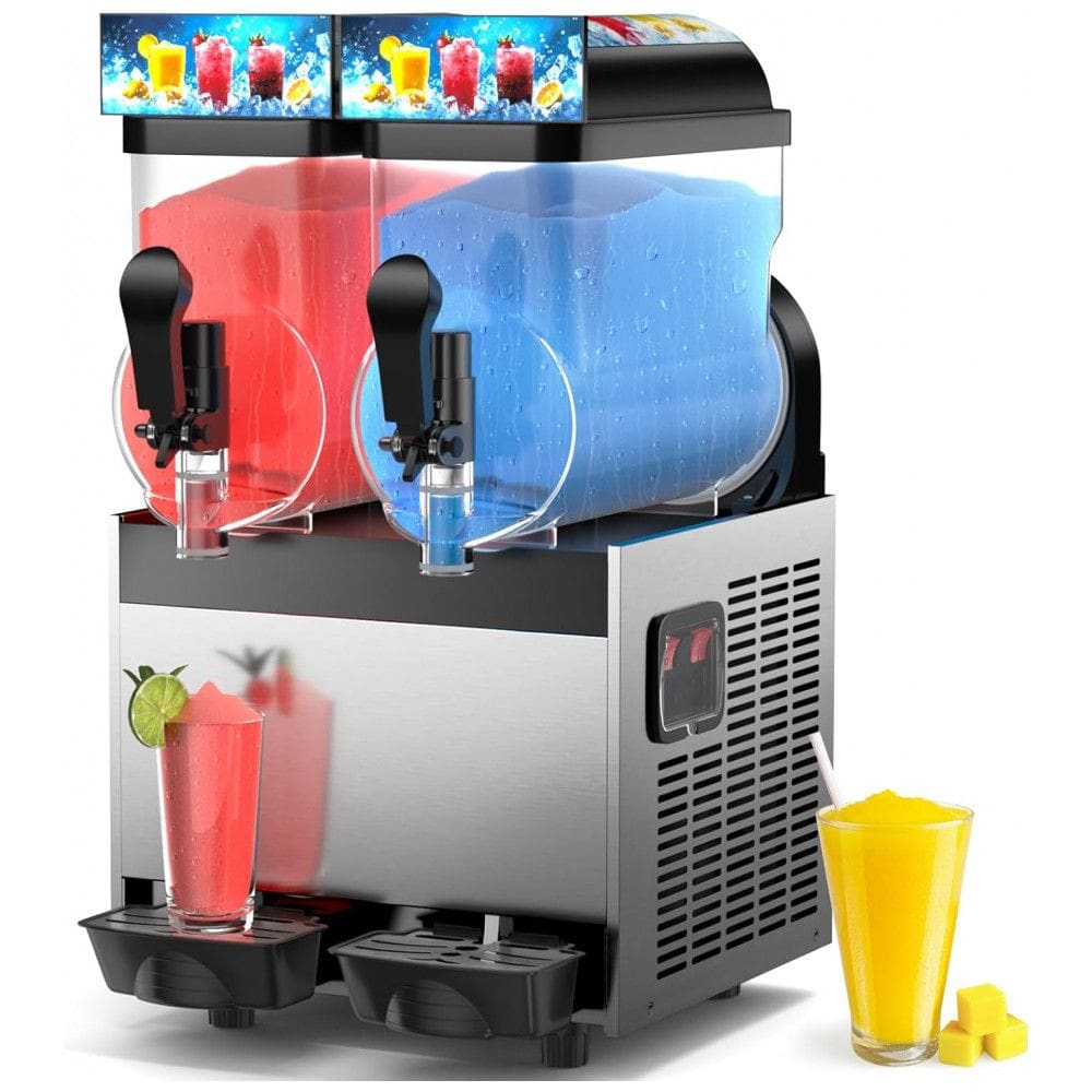 Máquina de Raspadinha Drink Comercial Mojgar 30L com Luz LED, 15L 2 Tanques, Fazedor de Bebidas Congeladas para Margarita, Suco, Smoothie