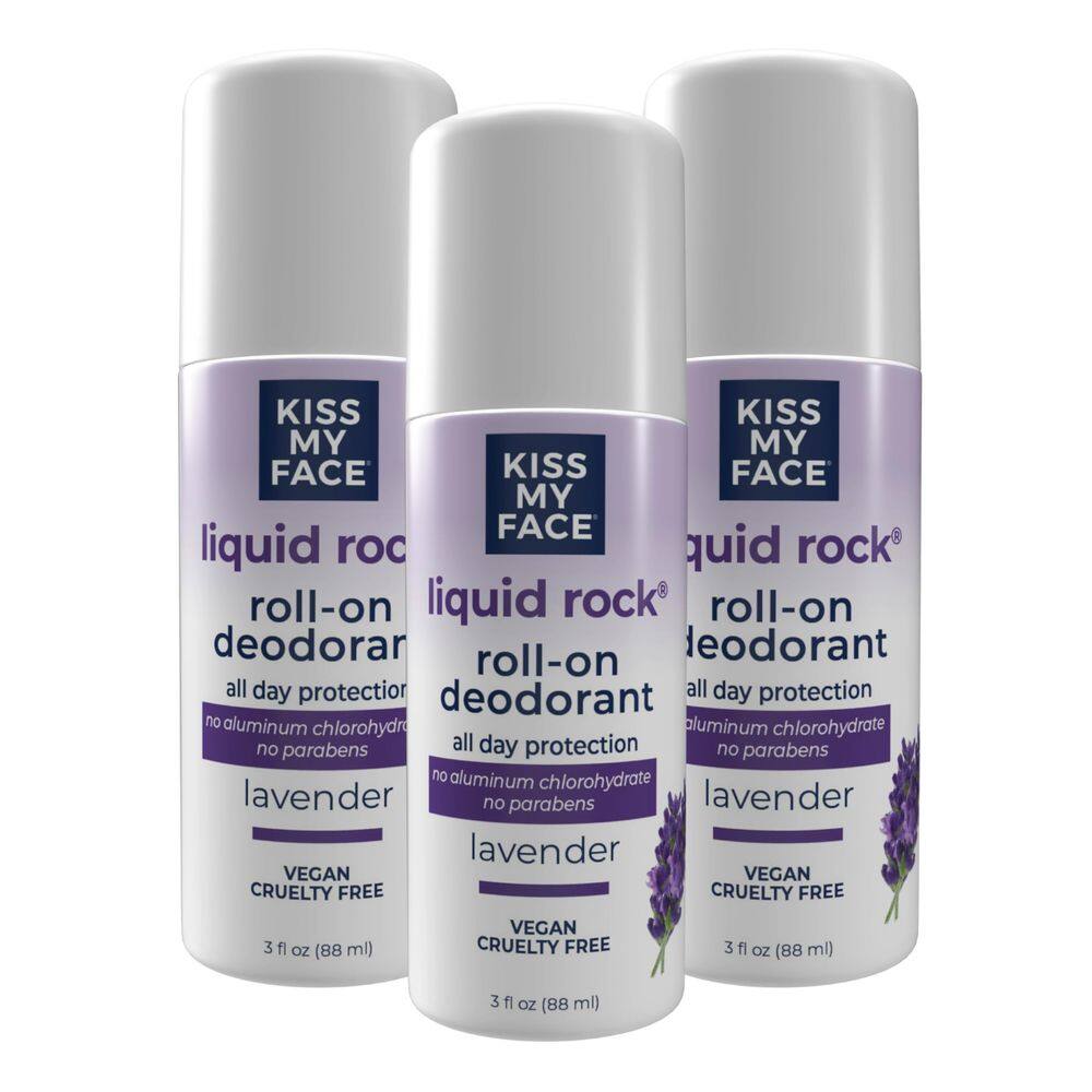 Desodorante líquido Kiss My Face Rock Roll-On 90 ml de lavanda x3