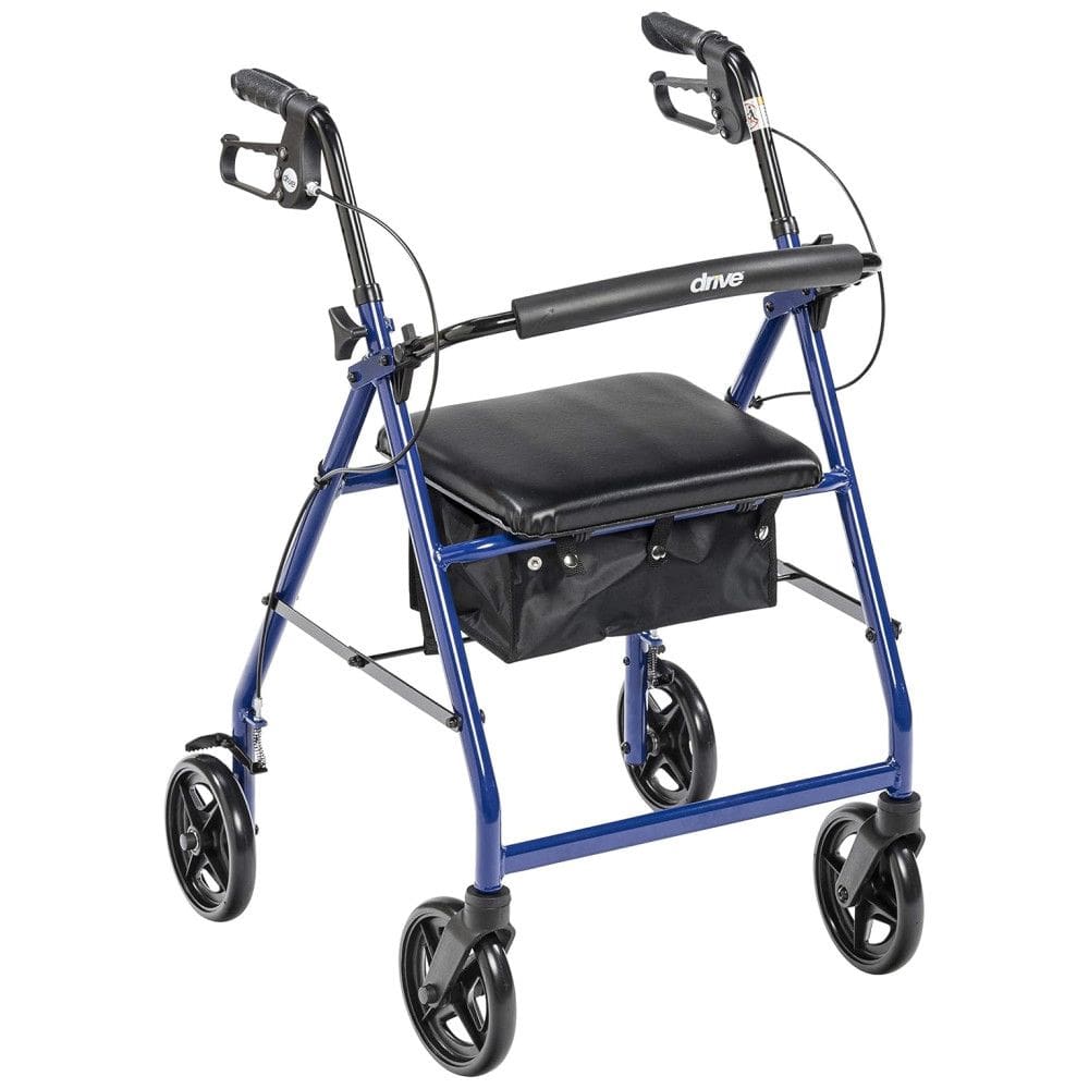 Andador para Idoso Dobrável até 136kg com Assento, Drive Medical R728BL, Azul