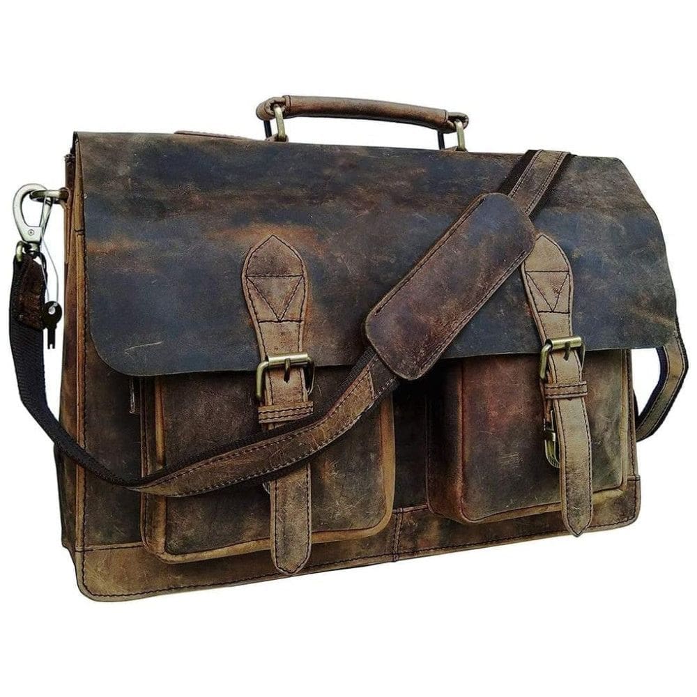 Retro Bolsa, Pasta de Couro para Laptop, CUERO 8541570380, Marrom