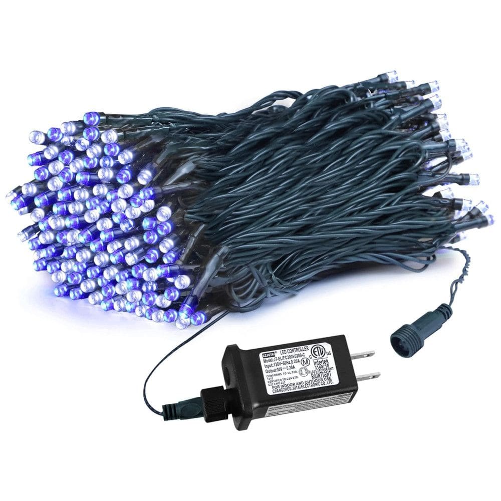 Pisca Pisca 200 LED 20 Metros a Prova dÁgua com 8 Modos para Decoração de Halloween e Natal, Azul e Branco