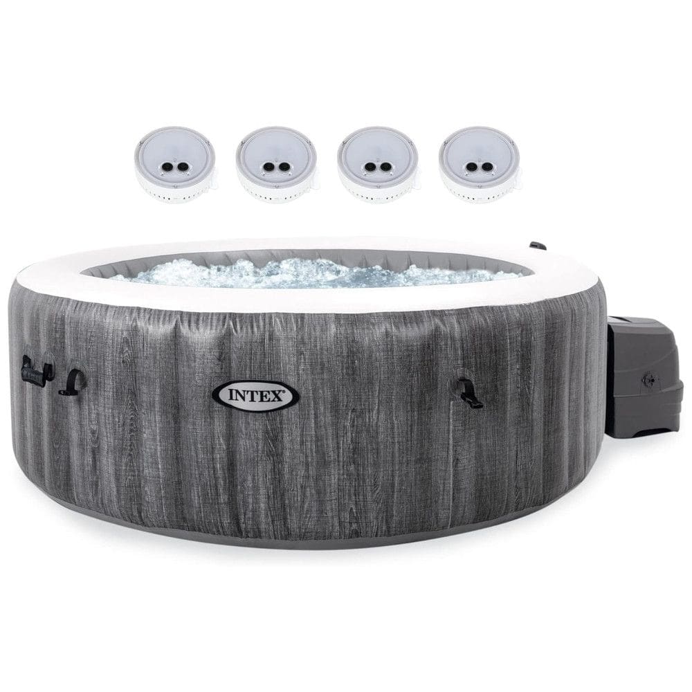 Spa Inflável Hidromassagem com Luz LED a Bateria, Intex 28441EP, Cinza