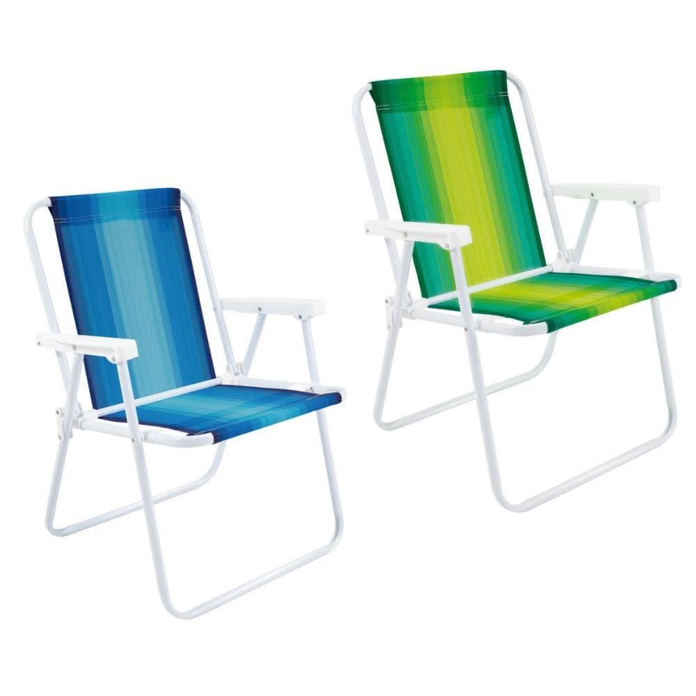 Kit 2 Cadeira de Praia Alta em Aço 110 kg Mor