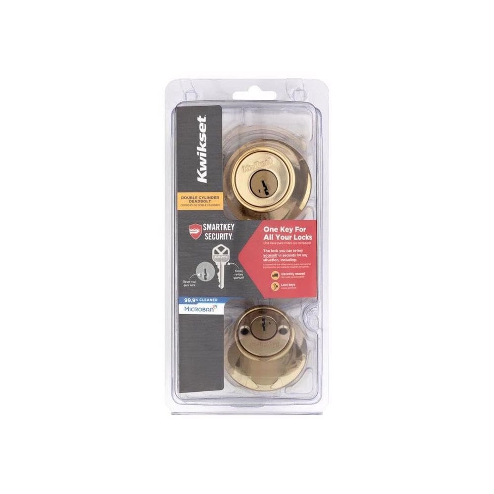 Fechadura de cilindro duplo de latão polido Lock Kwikset SmartKey