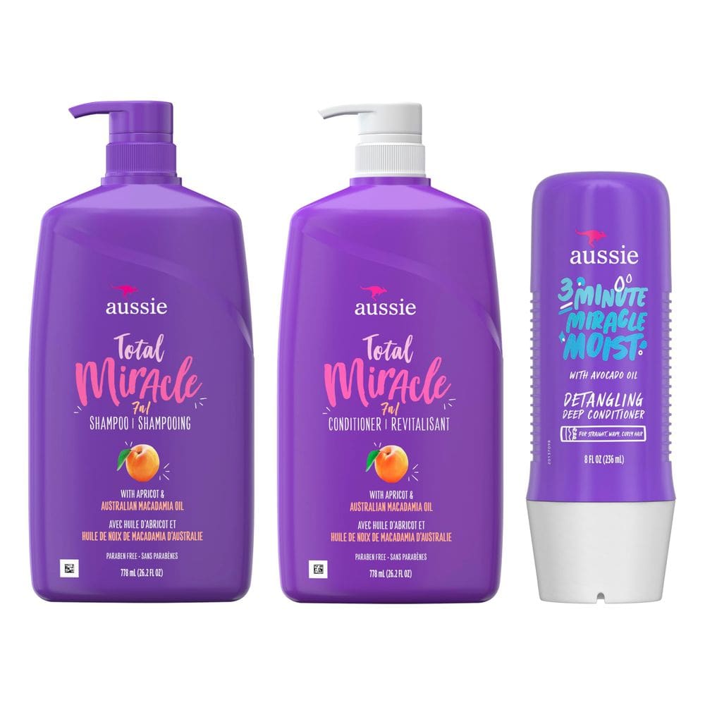 Shampoo, condicionador e tratamento Hair Care Bundle Aussie Total Miracle