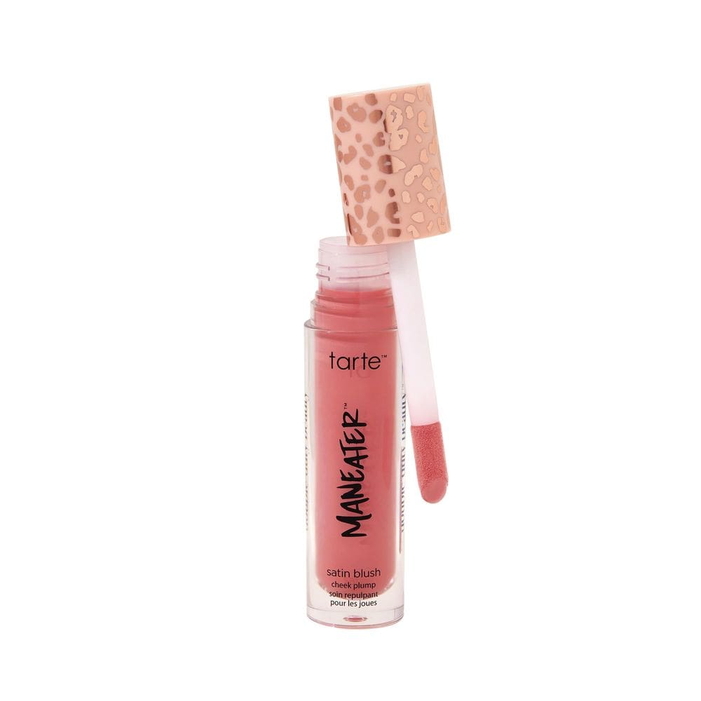 Blush tarte Maneater Satin Cheek Plump Pink Coral em tamanho real