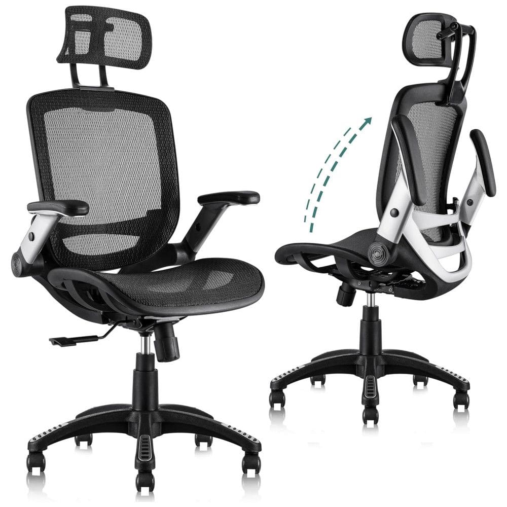 Cadeira de Escritório Reclinável Ajustável Ergonômica Giratória, GABRYLLY PF 01, Preto