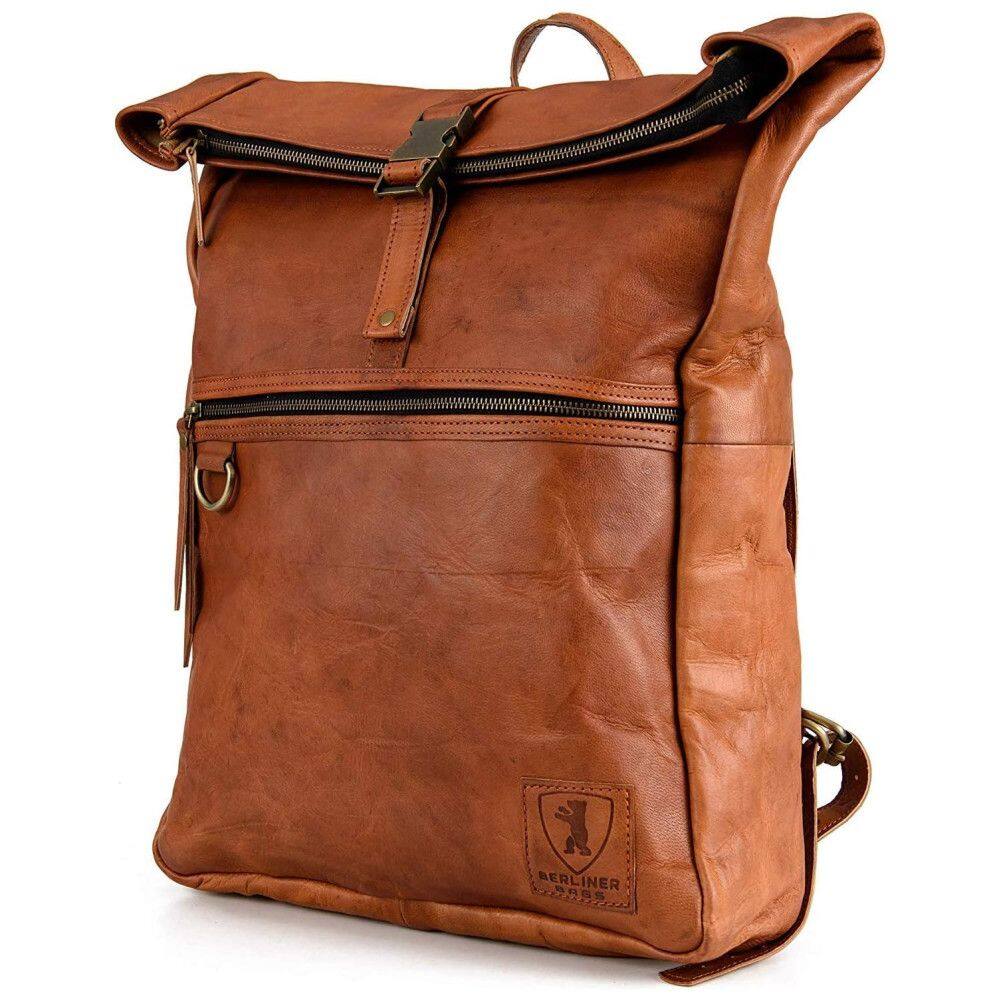 Berliner Bags Mochila Vintage de Couro Utrecht Grande Capacidade Impermeável