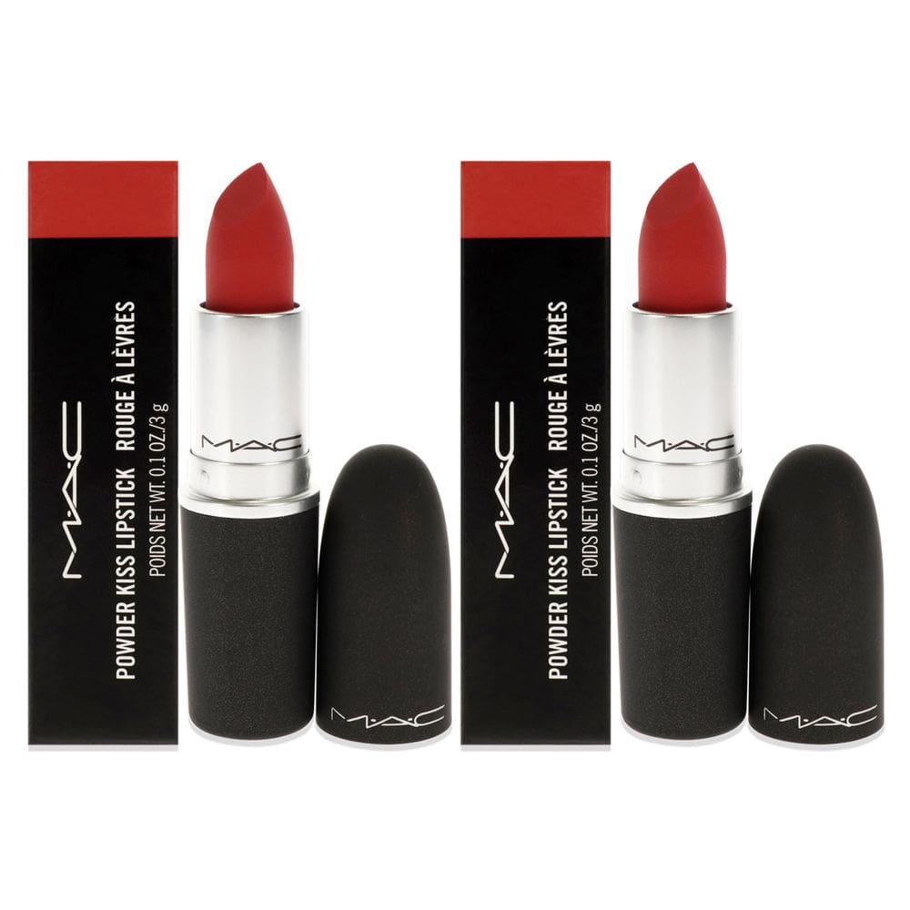 Batom MAC Powder Kiss 915 Lasting Passion, pacote com 2