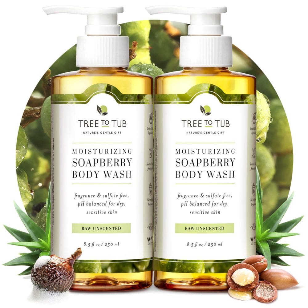 Sabonete líquido da árvore à banheira para pele sensível sem perfume com manteiga de karité