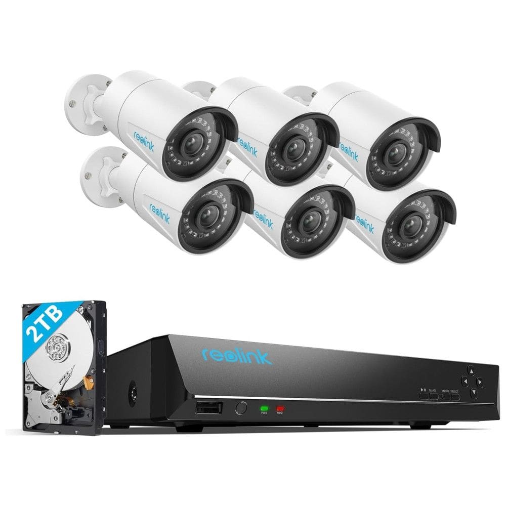 Sistema de Câmeras de Segurança 8 Canais PoE, 6 PCS, REOLINK RLK8 410B6 5MP, Branco