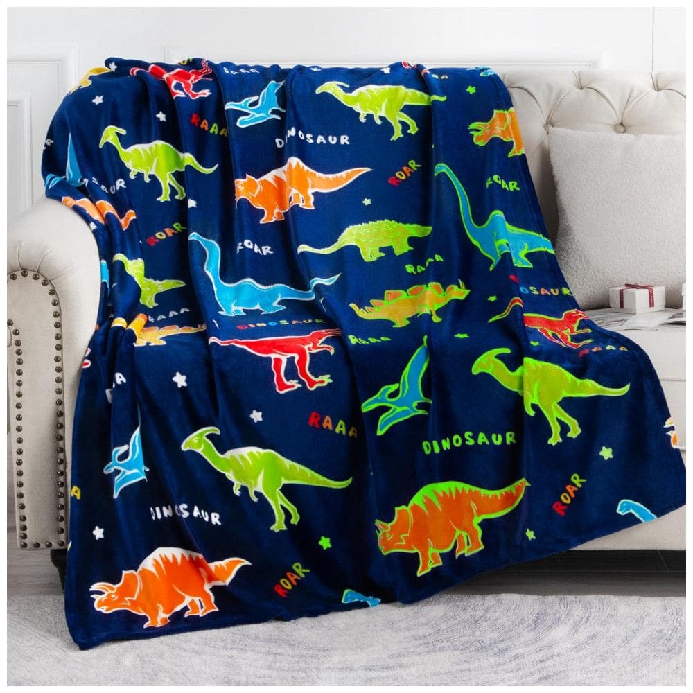 Cobertor de Dinossauros que Brilha no Escuro para Meninos e Meninas - Melhores Presentes de Natal, Aniversário, Levens,