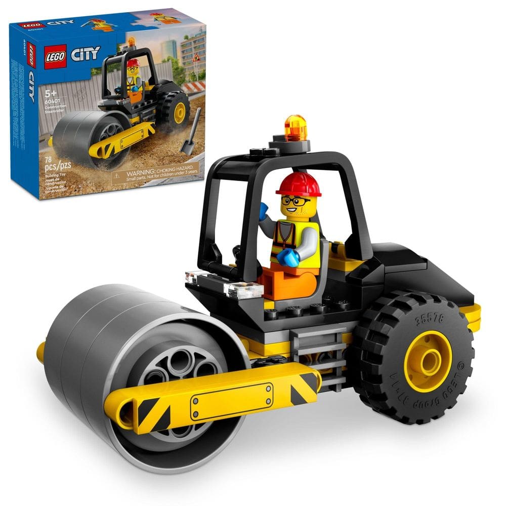 Brinquedo de construção LEGO City Steamroller 60401 para crianças de 5 anos ou mais