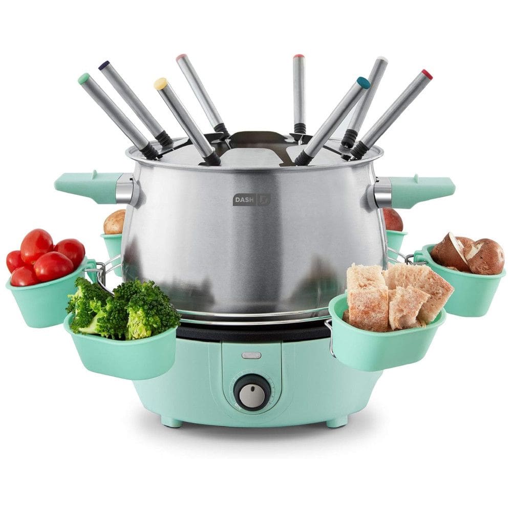 Panela Elétrica de Fondue, Capacidade 2.8L, 8 Garfos, Turquesa, 110v, DASH DFM250GBAQ04, Azul turquesa