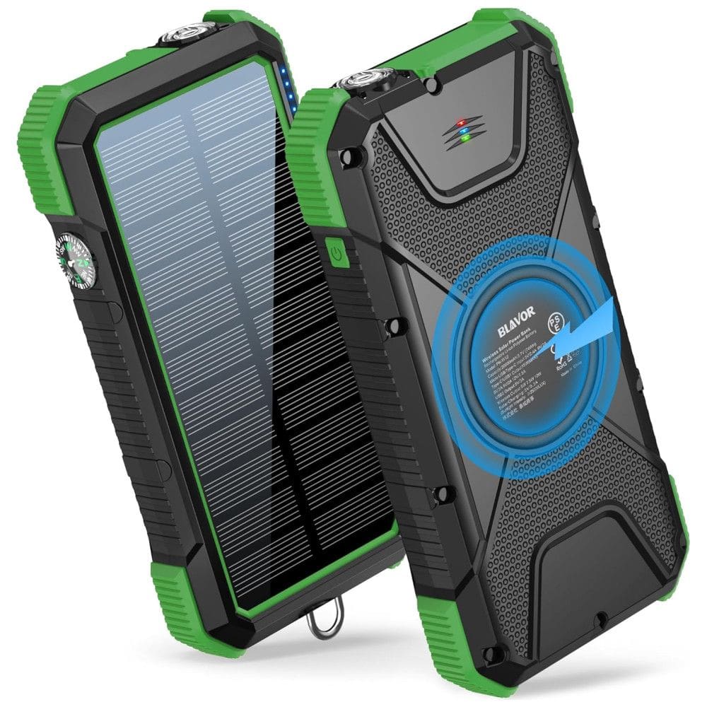 Powerbank Carregador Solar 18W, QC 3.0 20000mAh IPX5 a Prova Dágua, BLAVOR PN W12, Preto
