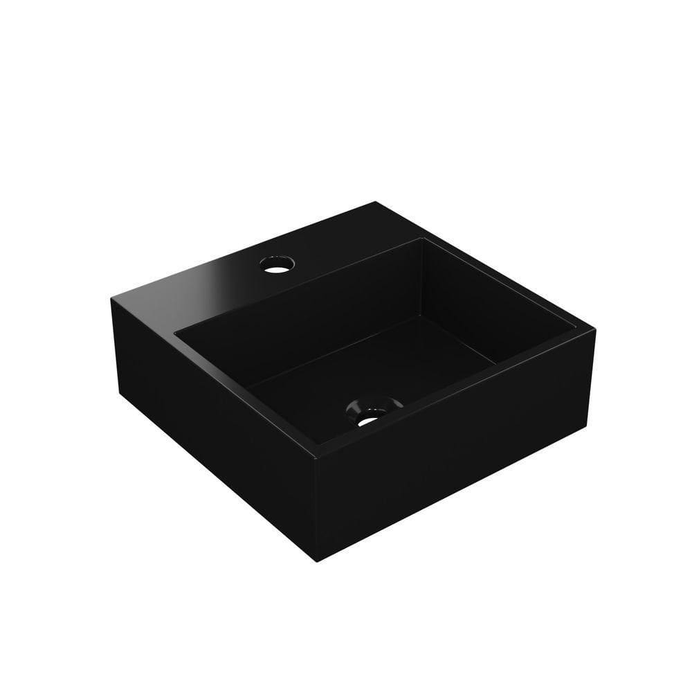 Cuba De Apoio Banheiro Topazio Pedra 35x35cm Preto Fosco