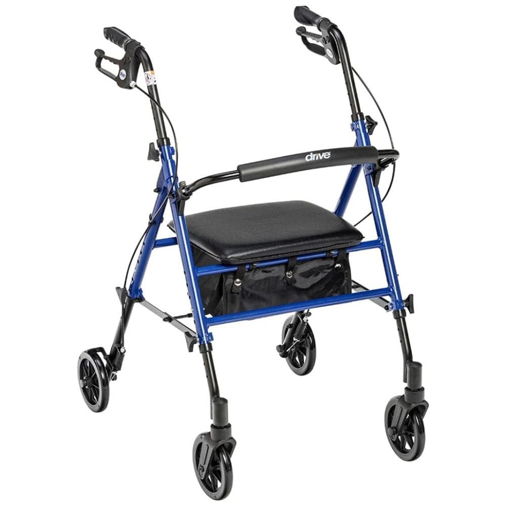 Andador para Idoso Dobrável até 136kg com Alças Ajustáveis e Assento, Drive Medical RTL10261BL, Azul
