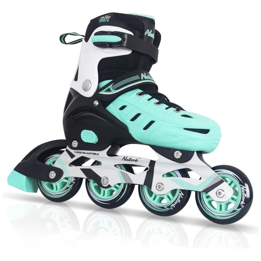 Patins Regulável e Ajustável para Crianças e Adultos, Tam BR 40 a 43, Nattork, Azul Teal