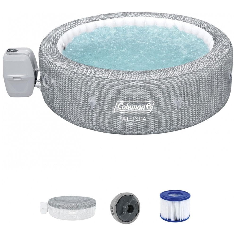 Spa Inflável Hidromassagem para 5 a 7 Pessoas Externo com 180 Jatos e Capa, Coleman, Cinza